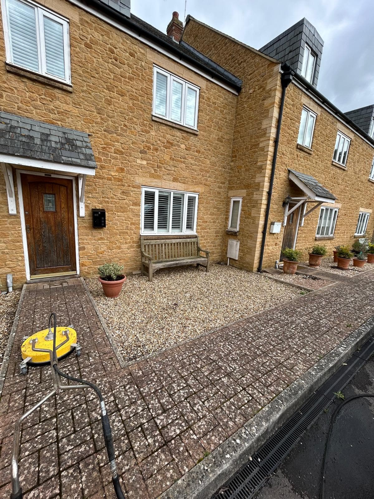 Patio before deep cleaning